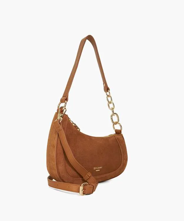 Women Dune London Shoulder Bags Asymmetric Chain Detail Shoulder Bag Brown