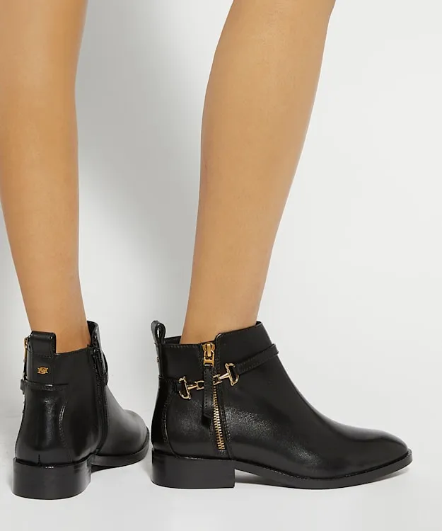 Women Dune London Wide Fit Boots Wide Fit Leather Ankle Boots Black
