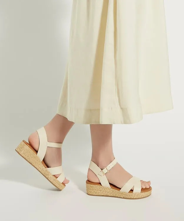 Women Dune London Wide Fit Sandals Wide Fit Woven Flatform Sandals Neutral