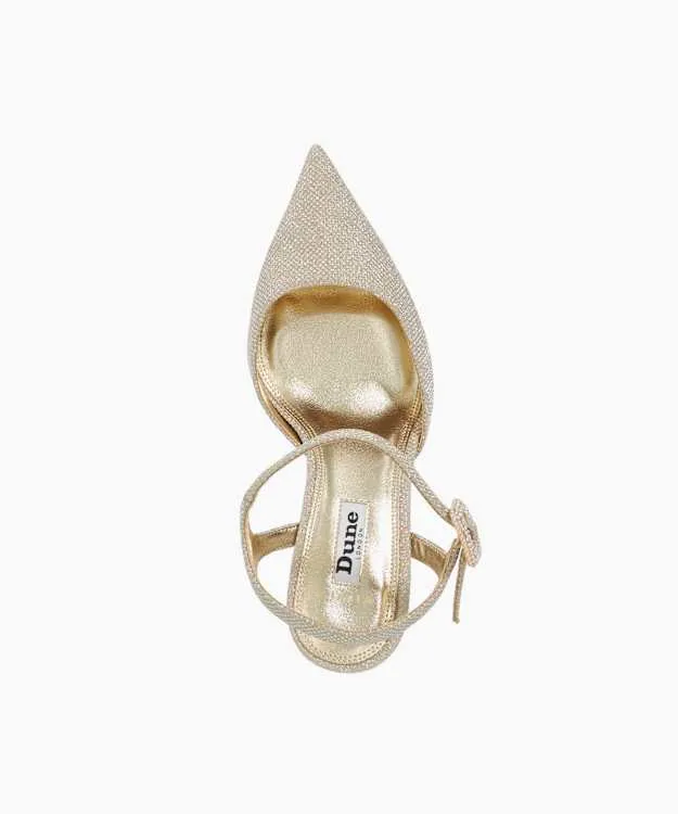 Women Dune London Wide Fit Shoes Wide Fit Buckle Detail Embellished Heeled Courts Metallic