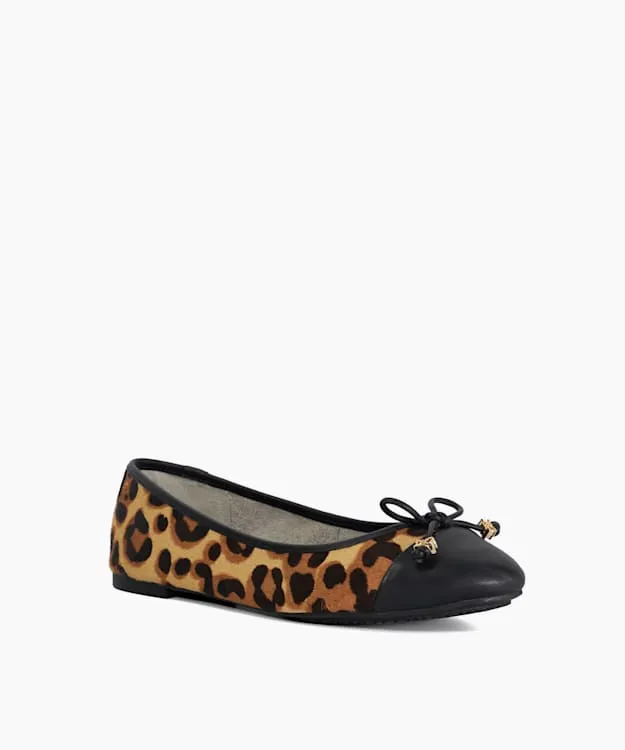 Women Dune London Wide Fit Shoes Wide Fit CharmDetail Ballet Shoes Animal
