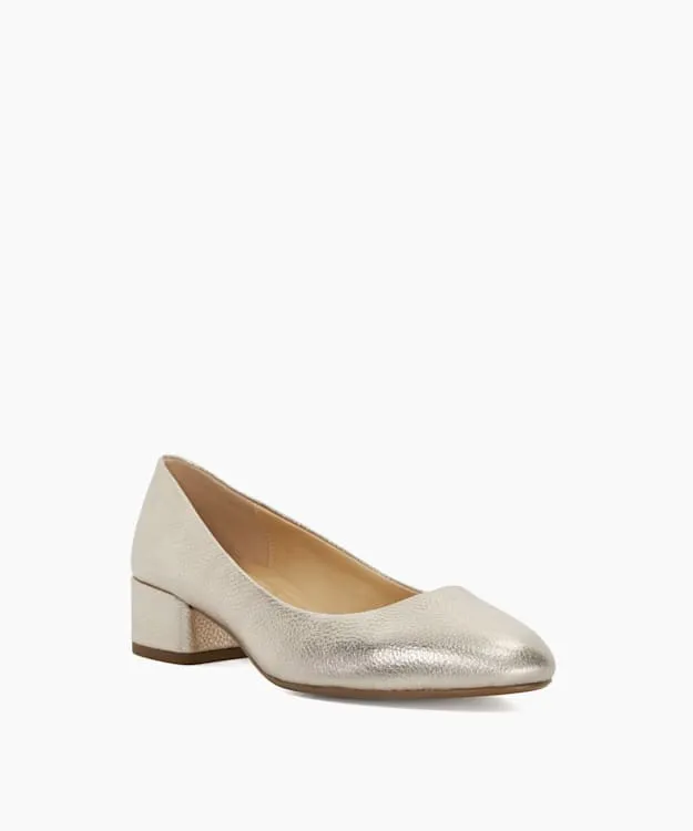Women Dune London Wide Fit Shoes Wide Fit Comfort BlockHeeled Courts Metallic