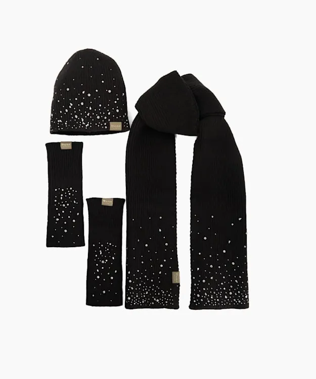 Women Dune London Winter Accessories Diamante Embellished Fingerless Gloves Black