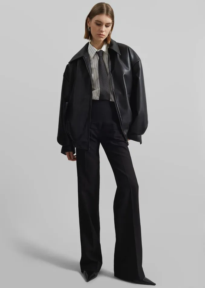 Women Elden Faux Leather Bomber Jacket 8211 Black The Frankie Shop Outerwear