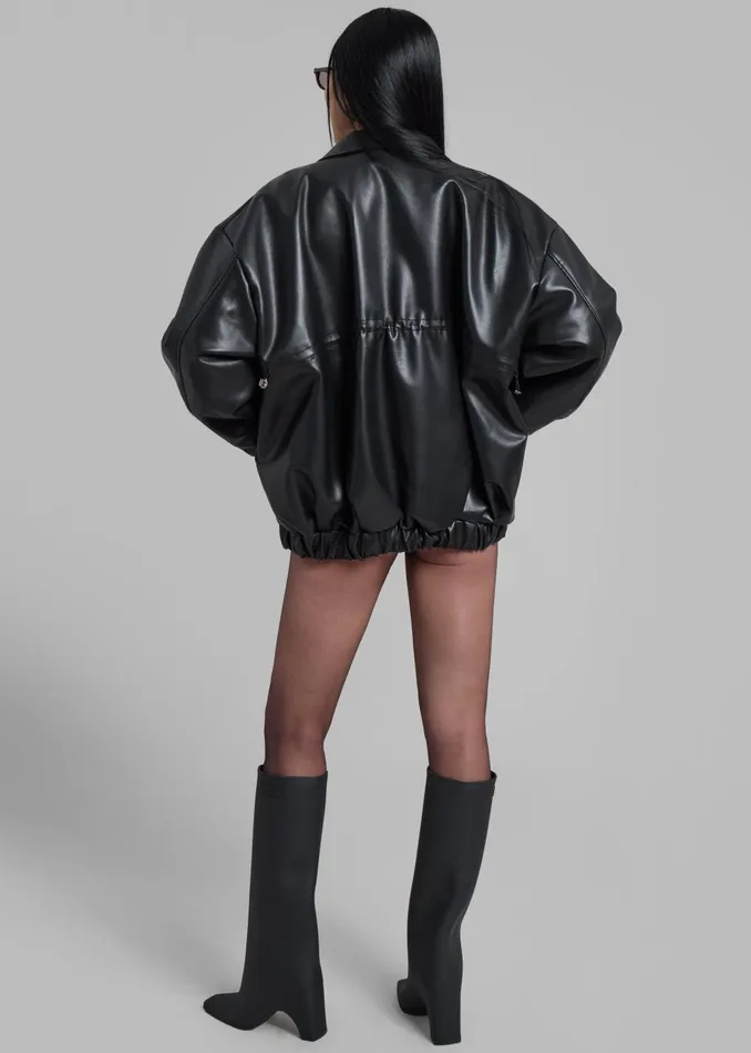 Women Elden Faux Leather Bomber Jacket 8211 Black The Frankie Shop Outerwear