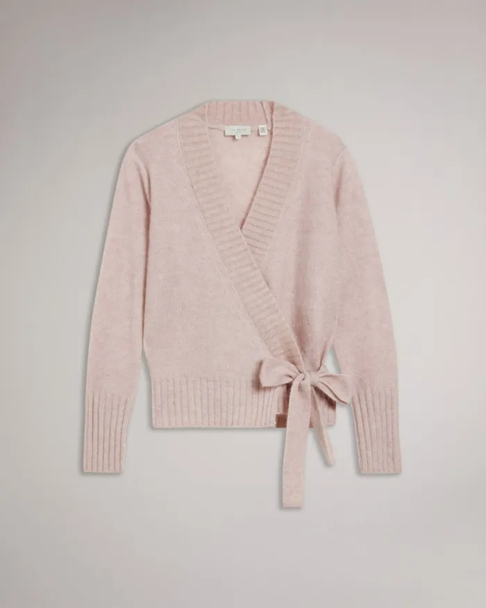 Women ELLIIAN 8211 Wool Blend Wrap Cardigan Dusky Pink Ted Baker Tops and Blouses