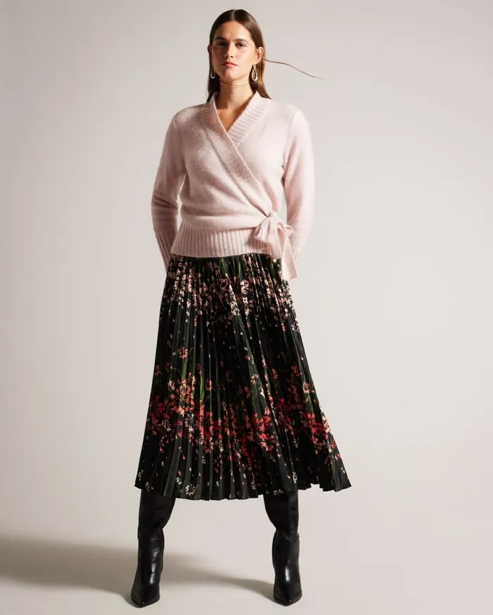 Women ELLIIAN 8211 Wool Blend Wrap Cardigan Dusky Pink Ted Baker Tops and Blouses Women ELLIIAN 8211 Wool Blend Wrap Cardigan Dusky Pink Ted Baker Tops and Blouses