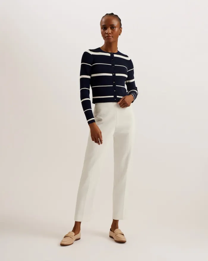 Women ELORIAA 8211 Striped Crew Neck Fitted Cardigan Navy Ted Baker Jumpers and Cardigans Women ELORIAA 8211 Striped Crew Neck Fitted Cardigan Navy Ted Baker Jumpers and Cardigans