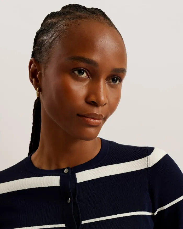 Women ELORIAA 8211 Striped Crew Neck Fitted Cardigan Navy Ted Baker Jumpers and Cardigans Women ELORIAA 8211 Striped Crew Neck Fitted Cardigan Navy Ted Baker Jumpers and Cardigans
