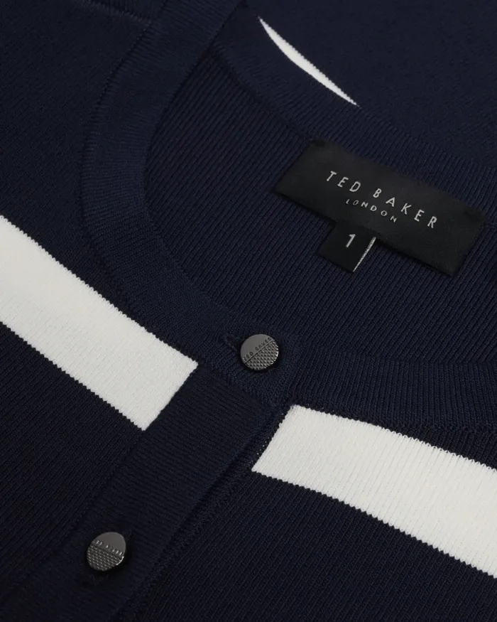 Women ELORIAA 8211 Striped Crew Neck Fitted Cardigan Navy Ted Baker Jumpers and Cardigans Women ELORIAA 8211 Striped Crew Neck Fitted Cardigan Navy Ted Baker Jumpers and Cardigans