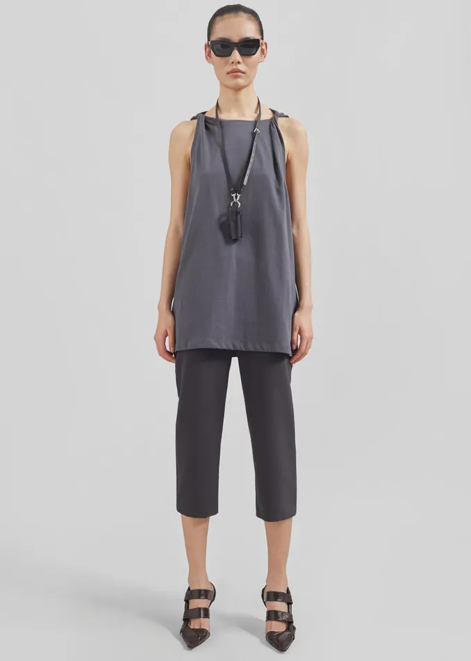 Women Erika Twisted Sleeve Tank 8211 Charcoal The Frankie Shop Tops