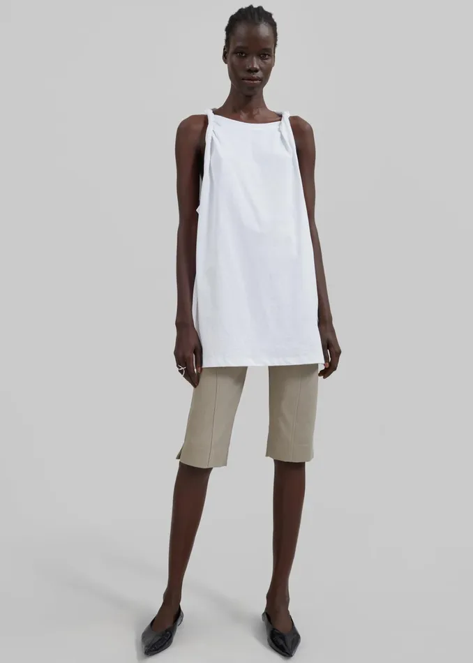 Women Erika Twisted Sleeve Tank 8211 White The Frankie Shop Tops