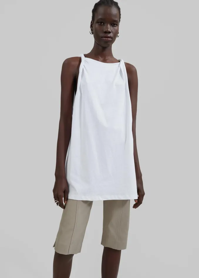 Women Erika Twisted Sleeve Tank 8211 White The Frankie Shop Tops