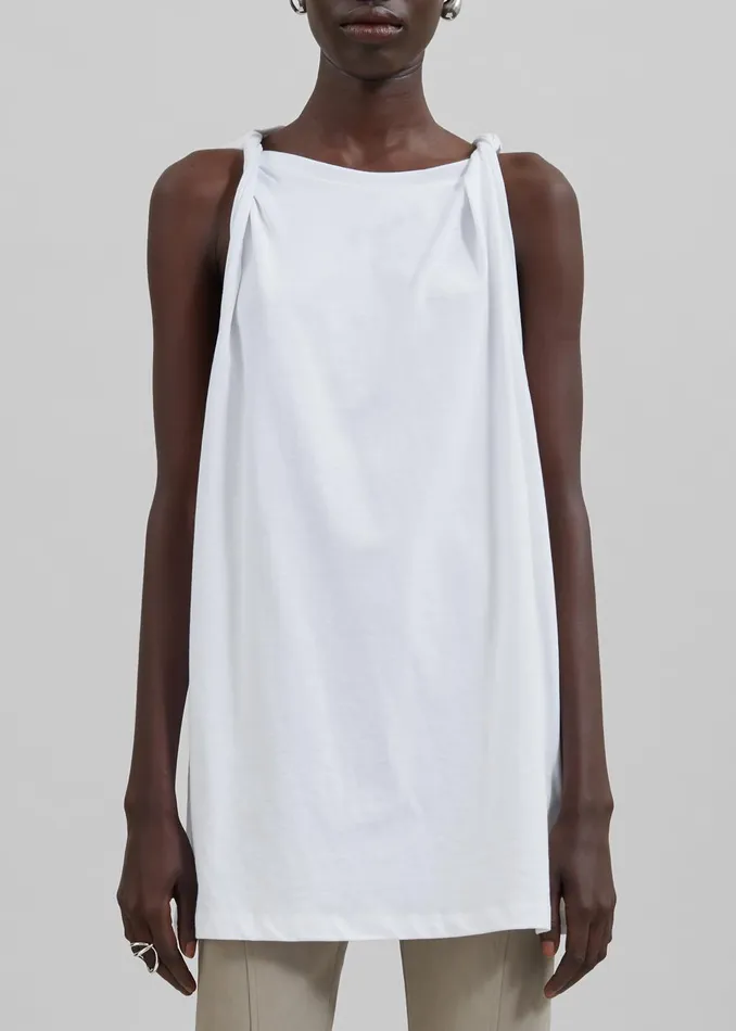 Women Erika Twisted Sleeve Tank 8211 White The Frankie Shop Tops