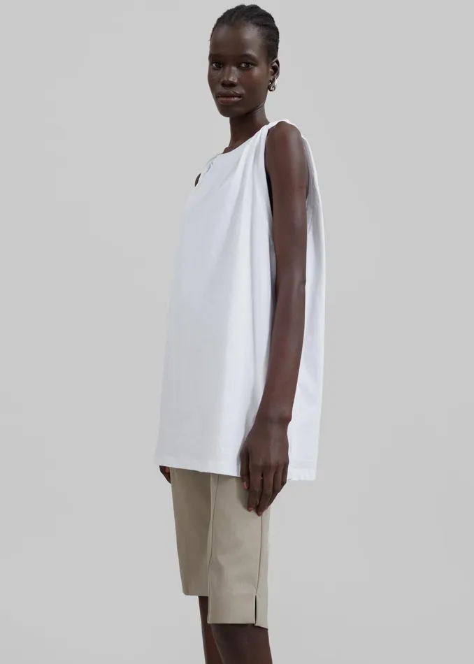Women Erika Twisted Sleeve Tank 8211 White The Frankie Shop Tops