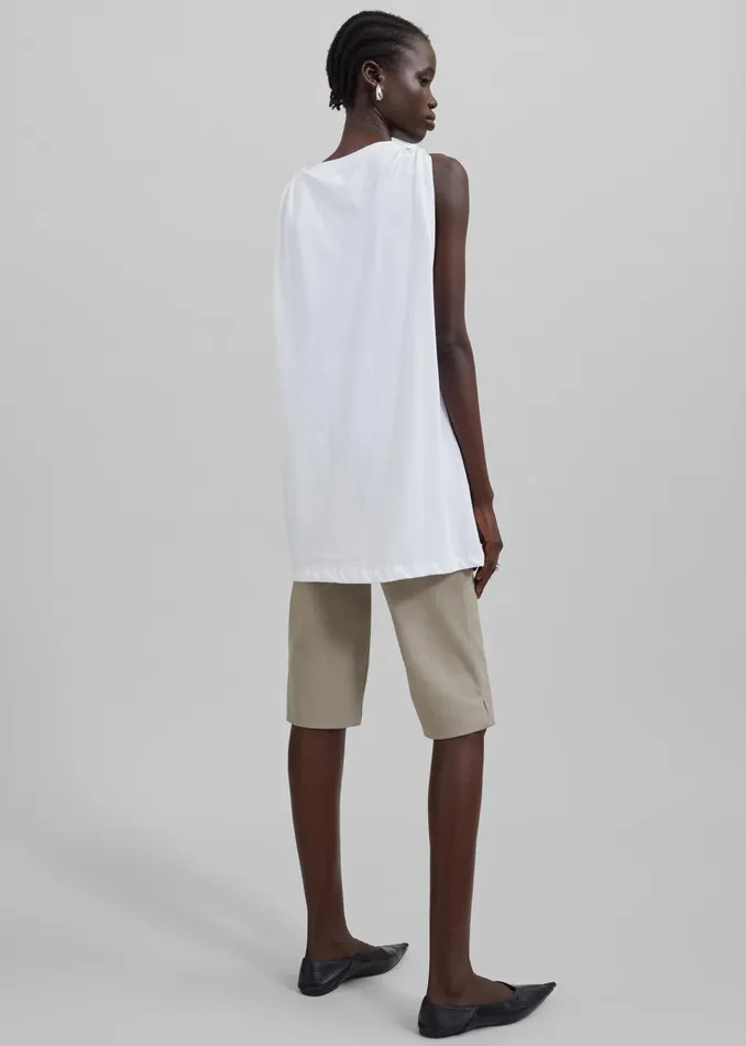 Women Erika Twisted Sleeve Tank 8211 White The Frankie Shop Tops