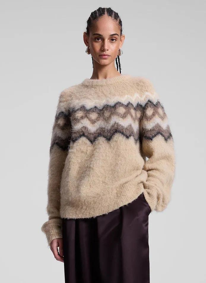 Women Ezra Fairisle Sweater Dark Taupe Multi ALC Sweaters