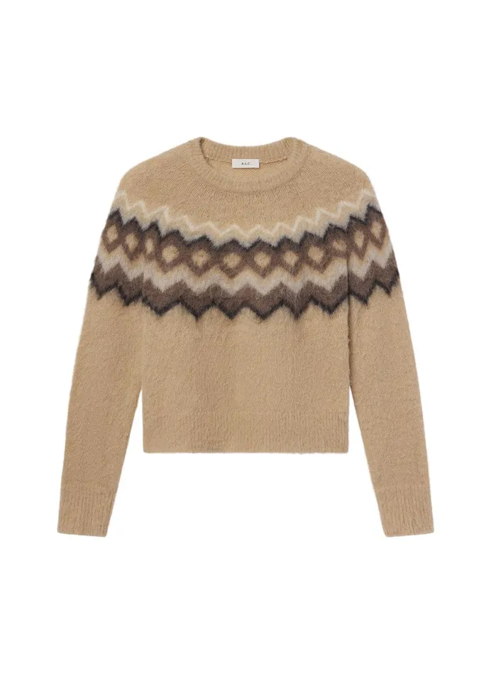 Women Ezra Fairisle Sweater Dark Taupe Multi ALC Sweaters