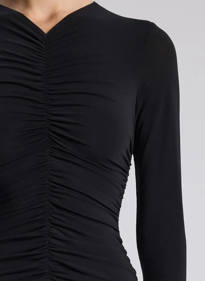 Women Fawn Ruched Mesh Maxi Dress Black ALC Dresses