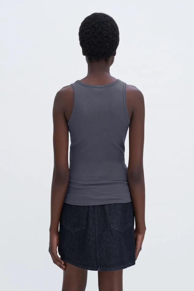 Women Fine Rib Tank Charcoal Grey Filippa K Tops