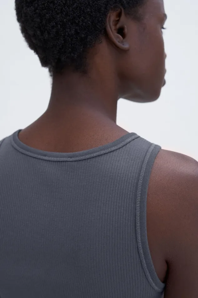 Women Fine Rib Tank Charcoal Grey Filippa K Tops