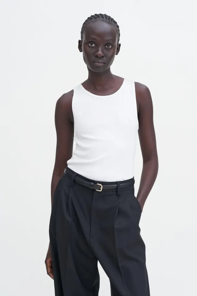 Women Fine Rib Tank White Filippa K Tops