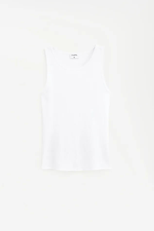 Women Fine Rib Tank White Filippa K Tops