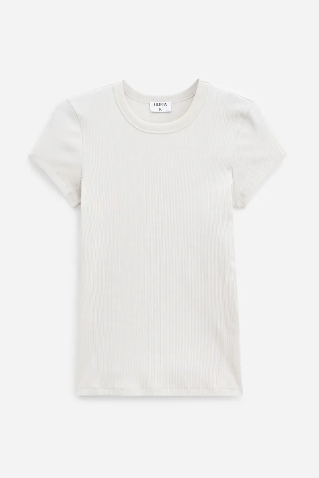 Women Fine Rib Tee Dusty Beige Filippa K Tops