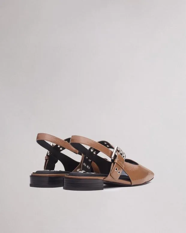 Women Flats Rag and Bone Astra Leather Slingback Taupe Patent