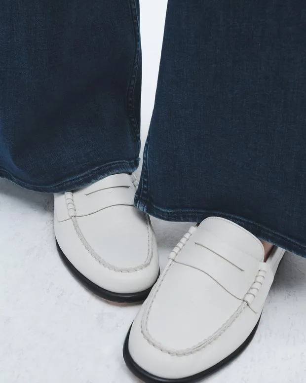 Women Flats Rag and Bone Carter Leather Loafer Antique White