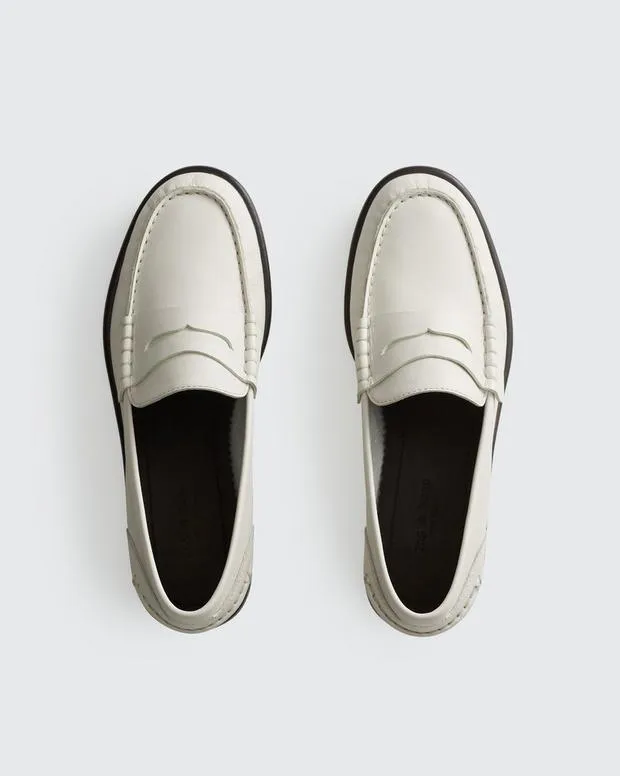 Women Flats Rag and Bone Carter Leather Loafer Antique White
