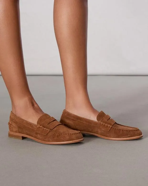 Women Flats Rag and Bone Carter Suede Loafer Brownwood Suede