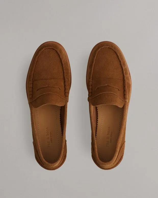 Women Flats Rag and Bone Carter Suede Loafer Brownwood Suede