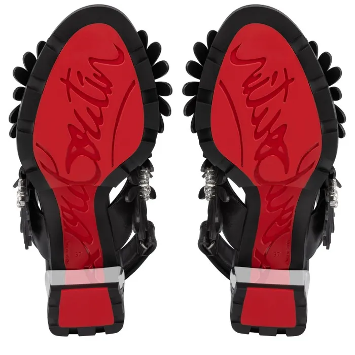 Women Floralou 100 Mm Sandals 8211 Nappa Leather And Suede 8211 Black Christian Louboutin Platforms