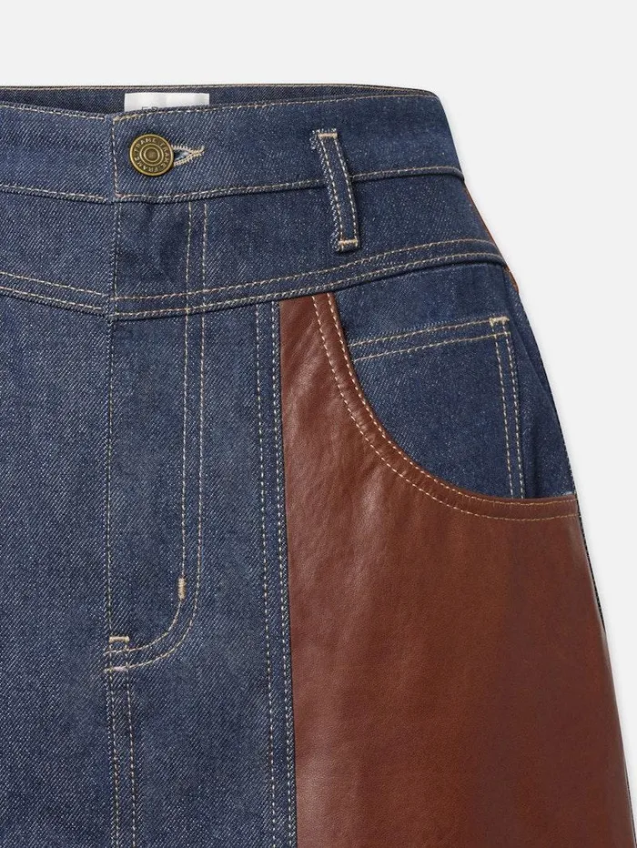 Women FRAME Denim Collections Atelier Denim And Leather Skirt Women FRAME Denim Collections Atelier Denim And Leather Skirt