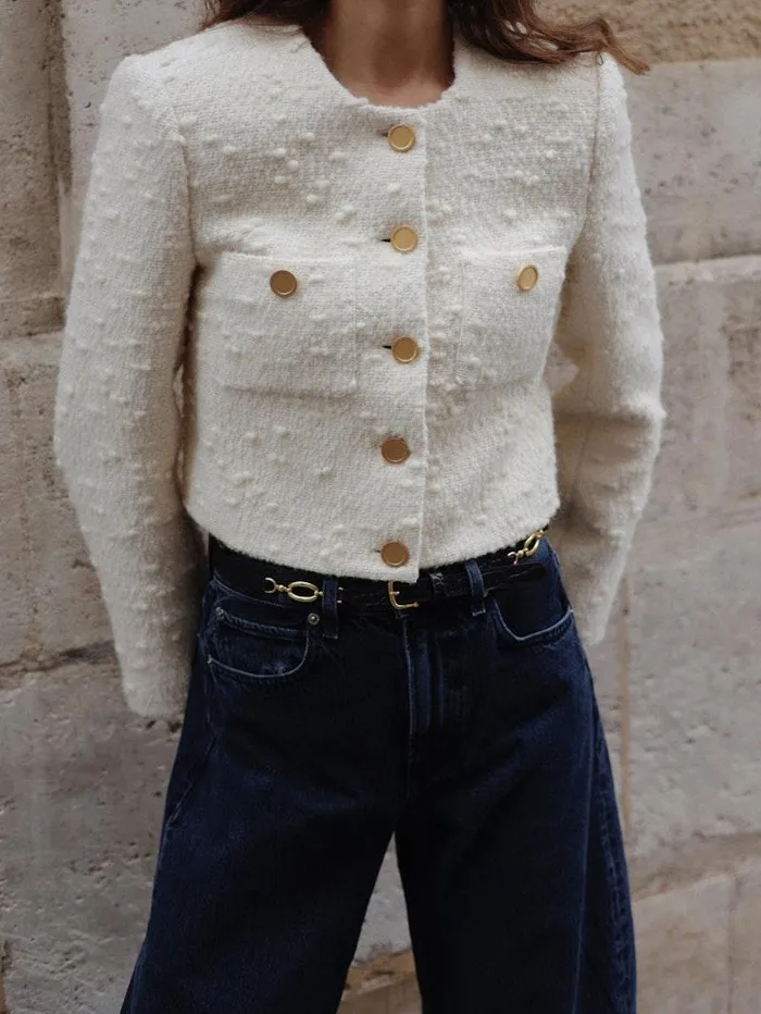 Women FRAME Jackets and Coats Cropped Button Front Jacket