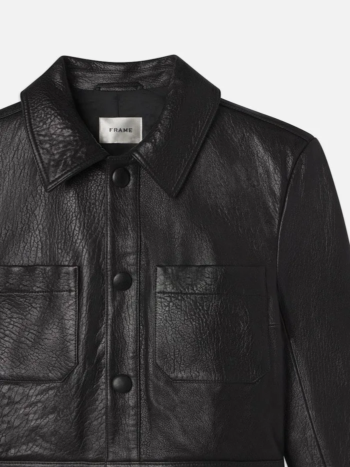 Women FRAME Leather and Suede Leather Button Front Jacket Women FRAME Leather and Suede Leather Button Front Jacket