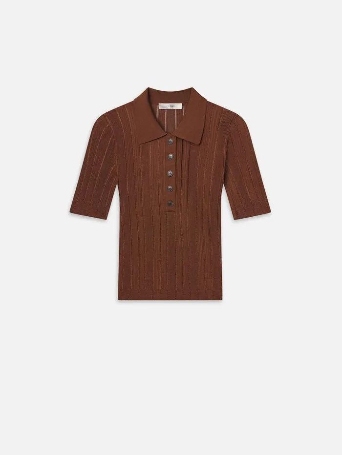 Women FRAME The Alpine Edit Laddered Rib Polo