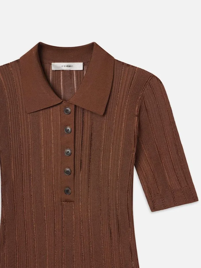 Women FRAME The Alpine Edit Laddered Rib Polo Women FRAME The Alpine Edit Laddered Rib Polo