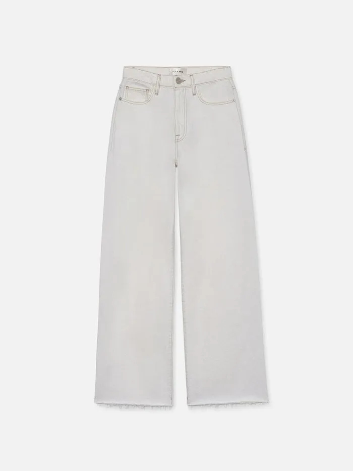 Women FRAME Wide Leg Le Jane Wide Crop Raw Fray