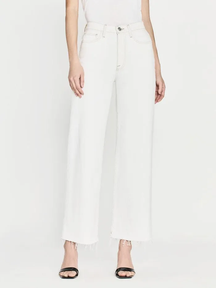 Women FRAME Wide Leg Le Jane Wide Crop Raw Fray Women FRAME Wide Leg Le Jane Wide Crop Raw Fray