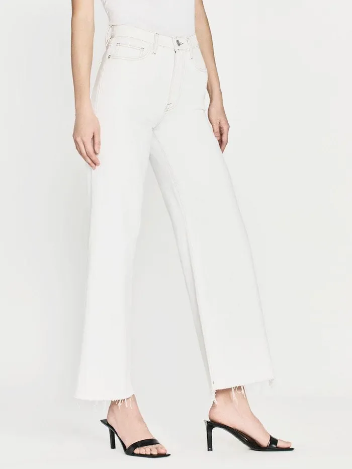 Women FRAME Wide Leg Le Jane Wide Crop Raw Fray Women FRAME Wide Leg Le Jane Wide Crop Raw Fray