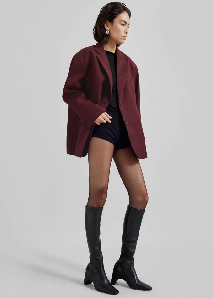 Women Frankie Oversized Boyfriend Blazer 8211 Burgundy The Frankie Shop Outerwear