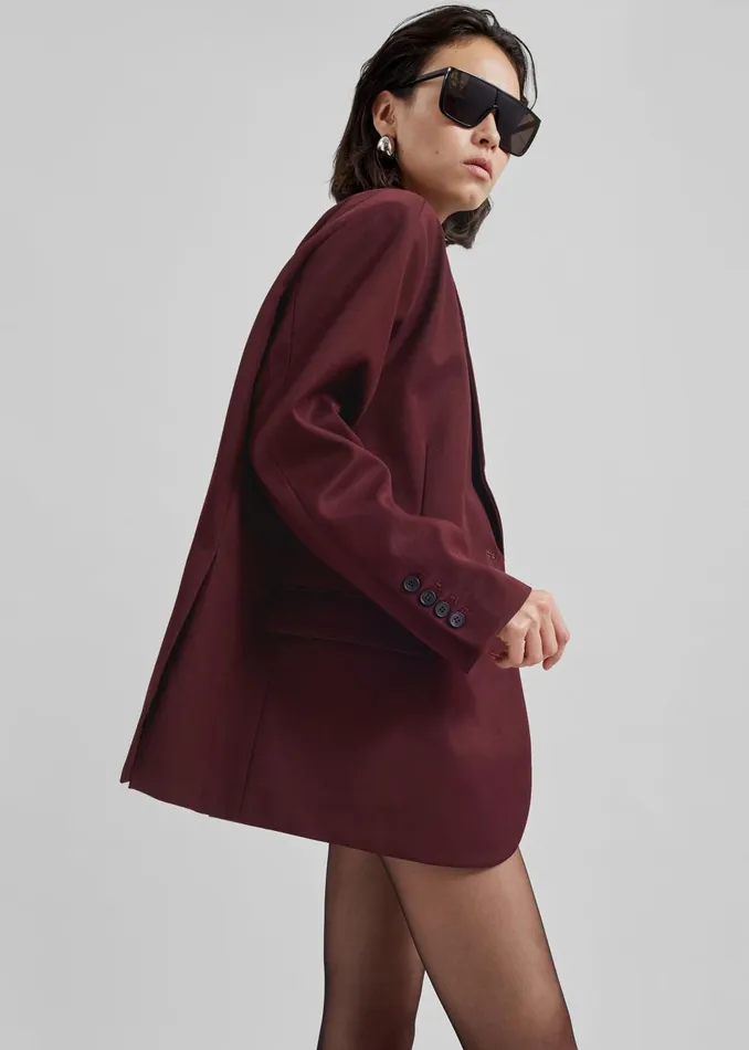 Women Frankie Oversized Boyfriend Blazer 8211 Burgundy The Frankie Shop Outerwear