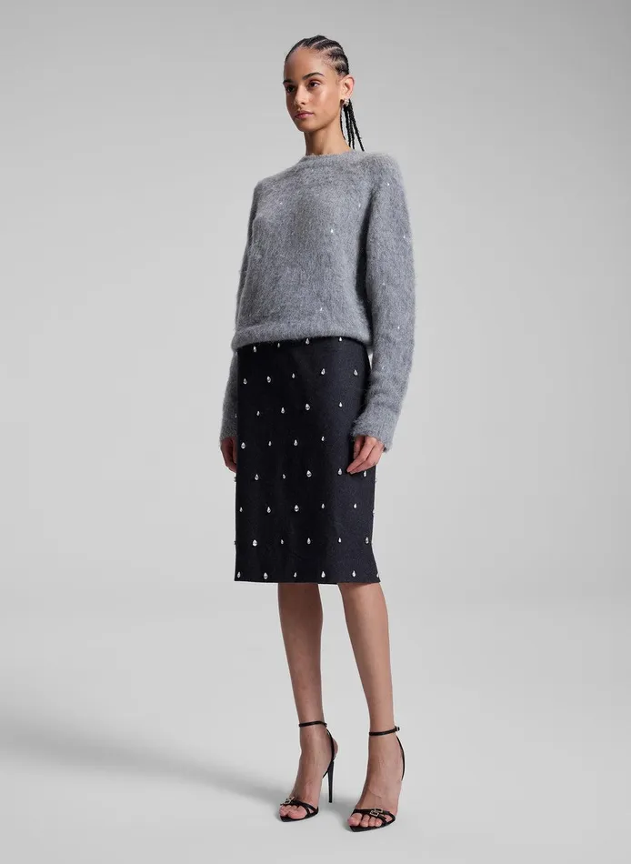 Women Frankie Wool Cashmere Embellished Sweater Medium Heather Grey ALC Knitwear