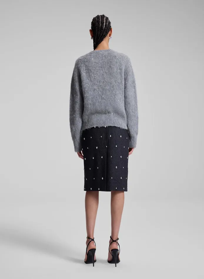 Women Frankie Wool Cashmere Embellished Sweater Medium Heather Grey ALC Knitwear