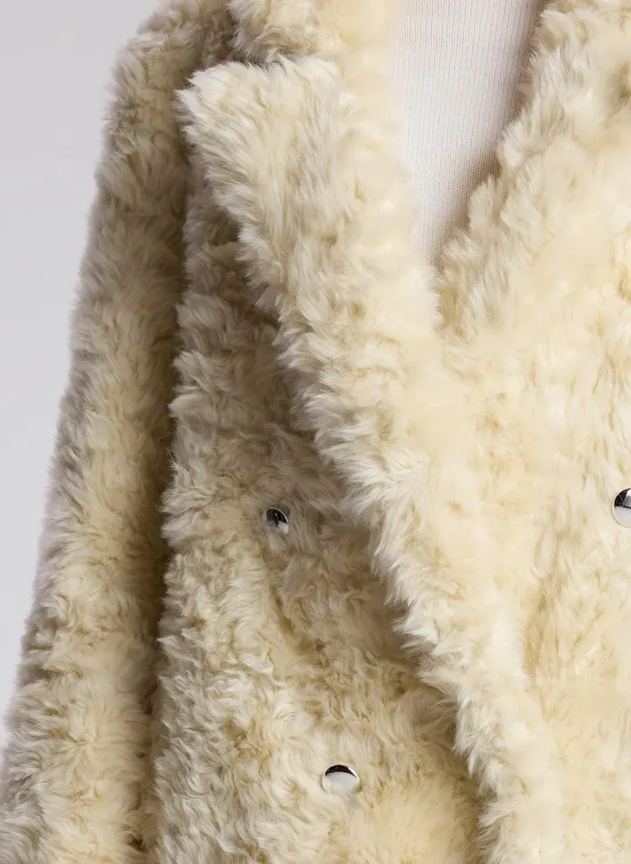 Women Franklin Faux Fur Coat Cream ALC Jackets and Coats