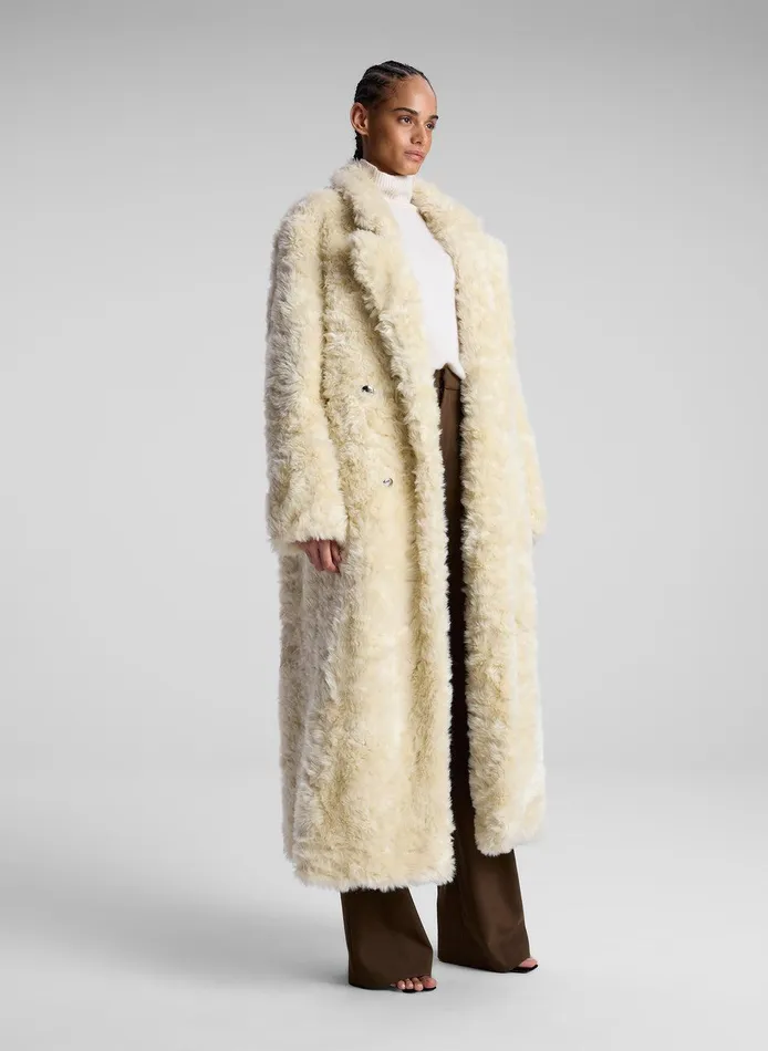 Women Franklin Faux Fur Coat Cream ALC Jackets and Coats