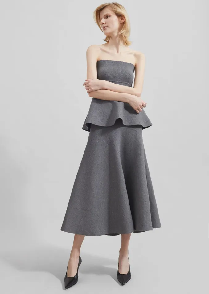 Women Gabrielle Knit Midi Skirt 8211 Dark Grey The Frankie Shop Bottoms