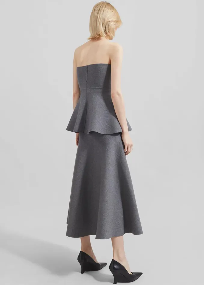 Women Gabrielle Knit Midi Skirt 8211 Dark Grey The Frankie Shop Bottoms